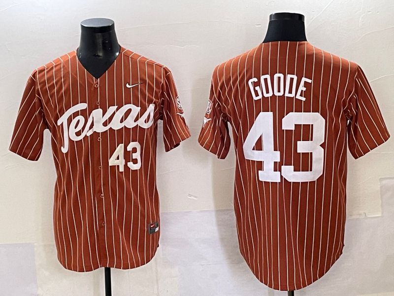 Men 2025 Texas Longhorns #43 Goode Brown stripe Joint Name Nike NCAA Jersey style 2